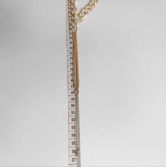 Chunky Gold Tone Double Strand Womens Statement Necklace - Picture 3 of 8